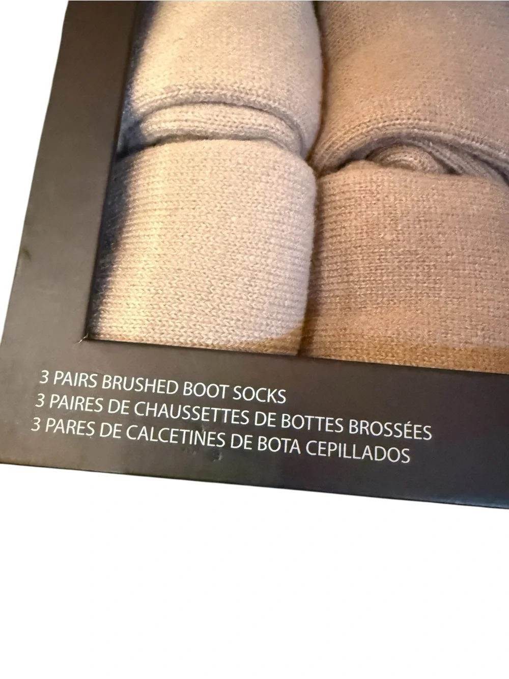 Joe’s 3-Pair Brushed Boot Socks – Neutral Tones – One Size – New in Package